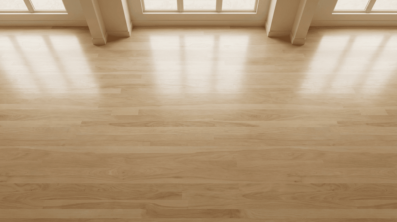 Warm natural light streaming through large windows in an empty room with hardwood floors